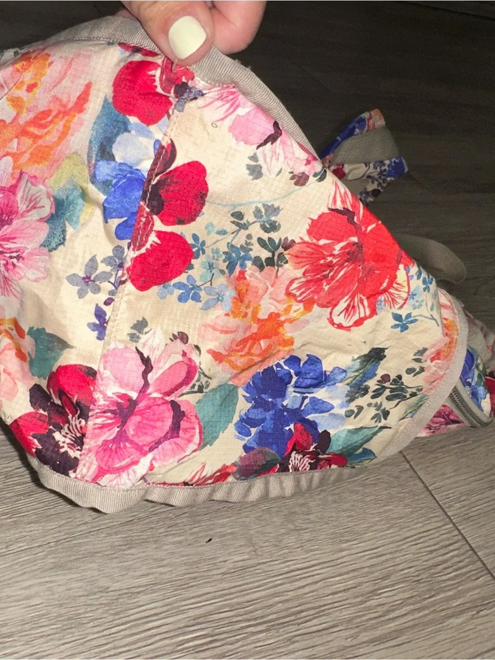 LeSportsac Vibrant Colorful Floral Print Nylon Backpack Carryall Bag